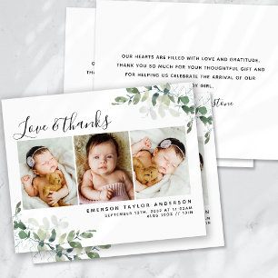 Modern Eucalyptus Photo Baby Thank You Card