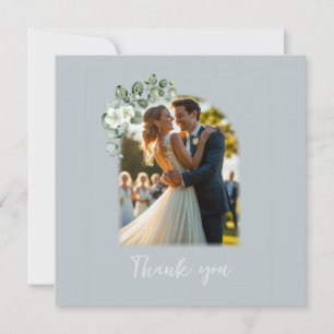 Modern Eucalyptus photo Flat Thank You Card