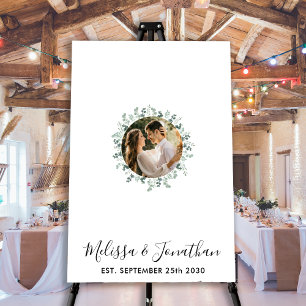 Modern Eucalyptus Photo Wedding Guest Book Poster