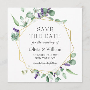 Modern Eucalyptus PHOTO Wedding SAVE THE DATE Invitation