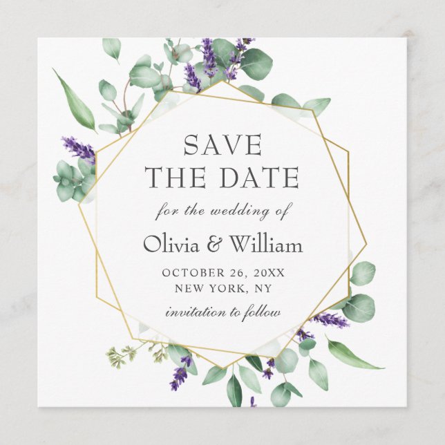 Modern Eucalyptus PHOTO Wedding SAVE THE DATE Invitation (Front)
