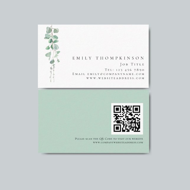 Modern Eucalyptus QR Code Any Profession  Business Card (Creator Uploaded)