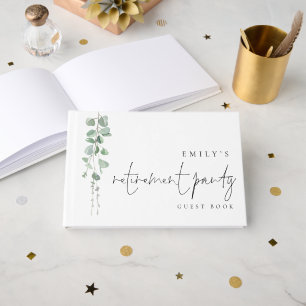 Modern Eucalyptus Retirement Party Guest Book