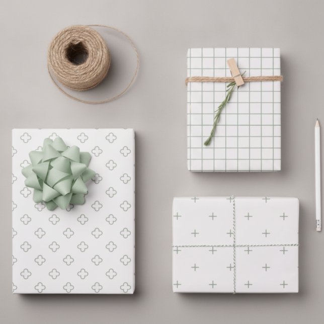Modern Eucalyptus Sage Gift Wrap Coordinated Set (Creator Uploaded)