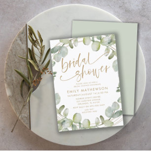 Modern Eucalyptus Sage Green Bridal Shower Invitation