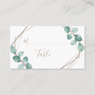 Modern Eucalyptus Watercolor Coffee Script Wedding Place Card