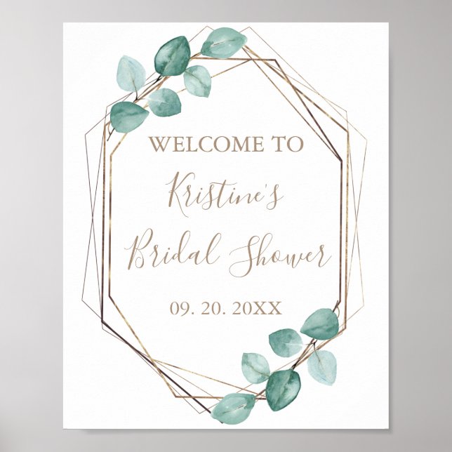 Modern Eucalyptus Watercolor Coffee Script Wedding Poster (Front)