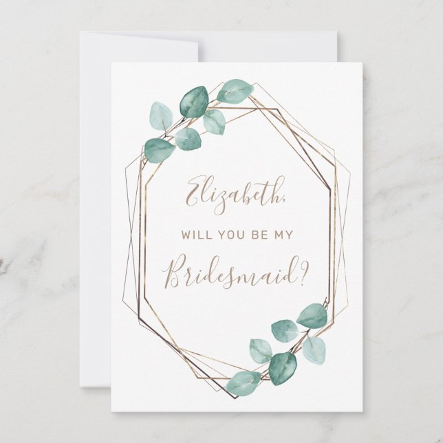 Modern Eucalyptus Watercolor Greenery Bridesmaid Invitation (Front)