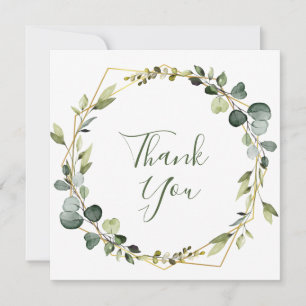 Modern Eucalyptus Watercolor Wreath Thank You Card
