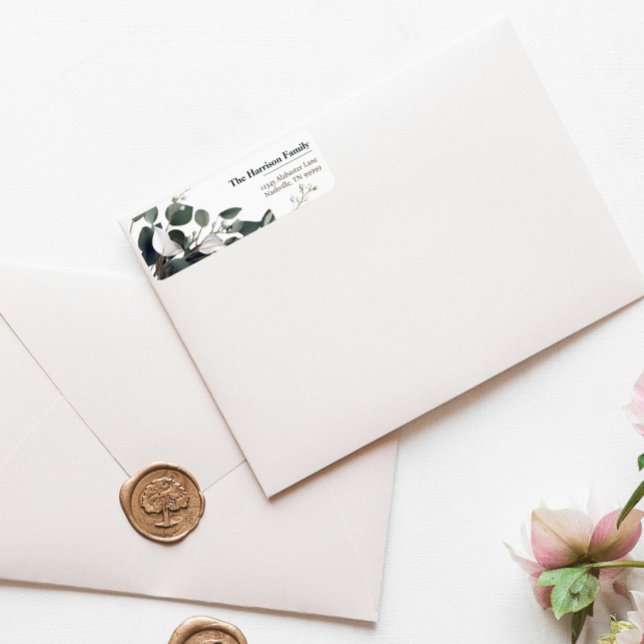 Modern Eucalyptus Wedding Address (Modern Eucalyptus Wedding Return Address Label)