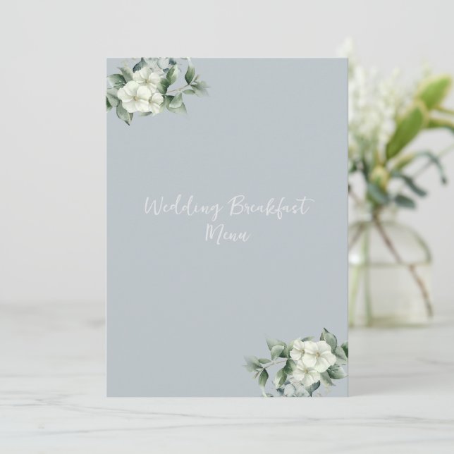 Modern Eucalyptus Wedding Menu (Standing Front)