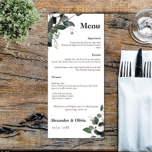 Modern Eucalyptus Wedding Menu