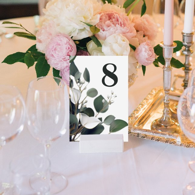 Modern Eucalyptus Wedding Reception Table Number (Modern Eucalyptus Wedding Reception Table Number)