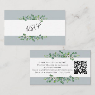 *~Modern Eucalyptus Wedding RSVP With QR Code Enclosure Card