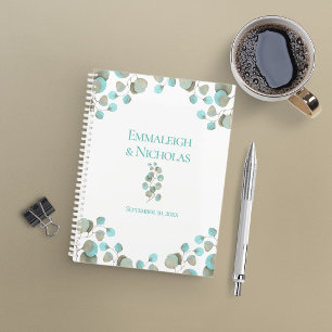 Modern Eucalyptus Wedding Rustic Teal Planner
