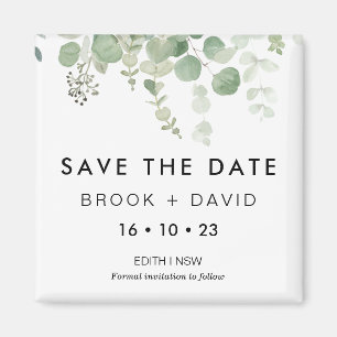 Modern Eucalyptus Wedding Save The Date Magnet