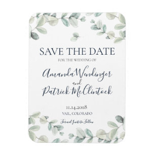 Modern Eucalyptus Wedding Save the Date Magnets