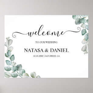 Modern Eucalyptus wedding Welcome Sign