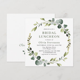 Modern Eucalyptus Wreath Frame BRIDAL LUNCHEON Invitation