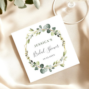 Modern Eucalyptus Wreath Frame Bridal Shower Napkin