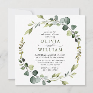 Modern Eucalyptus Wreath Frame REHEARSAL DINNER Invitation