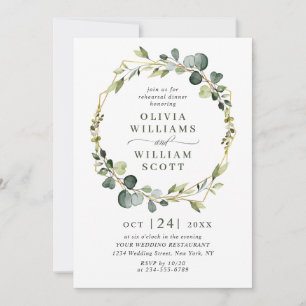 Modern Eucalyptus Wreath Frame REHEARSAL DINNER Invitation