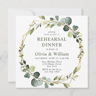 Modern Eucalyptus Wreath Frame REHEARSAL DINNER Invitation