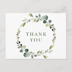 Modern Eucalyptus Wreath Frame Thank You Boho Postcard