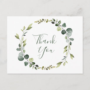Modern Eucalyptus Wreath Frame Thank You Boho Postcard