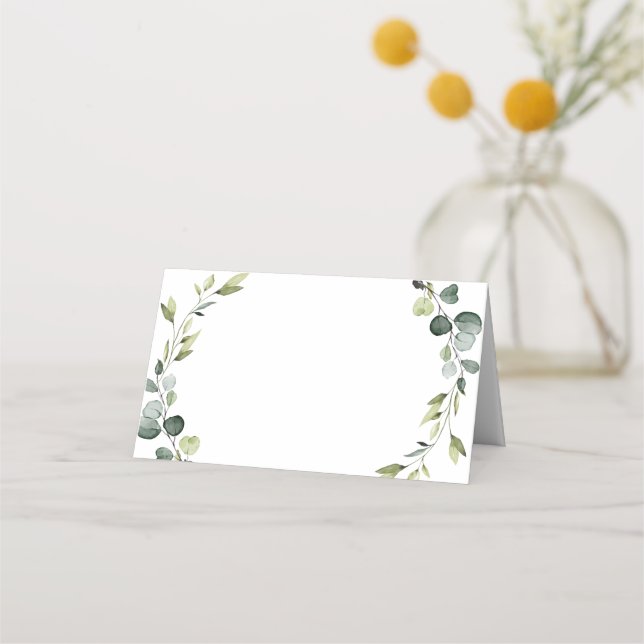 Modern Eucalyptus Wreath Frame Wedding Table Boho Place Card (Front)