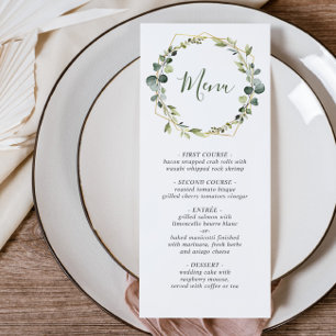 Modern Eucalyptus Wreath Watercolor Wedding Menu