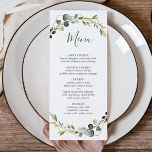 Modern Eucalyptus Wreath Watercolor Wedding Menu