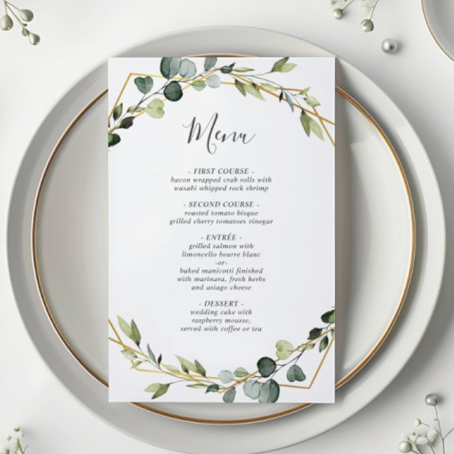 Modern Eucalyptus Wreath Wedding Boho Dinner Menu (Creator Uploaded)
