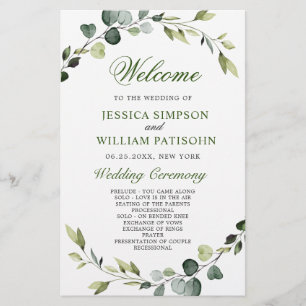Modern Eucalyptus Wreath Wedding Ceremony Program