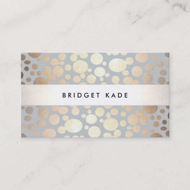 Modern Event Planner Gold & Silver Circle Pattern Business Card (Front)