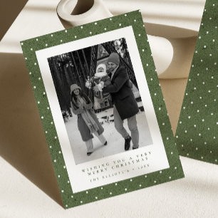 Modern Evergreen Polkadot Family Photo Christmas Holiday Card