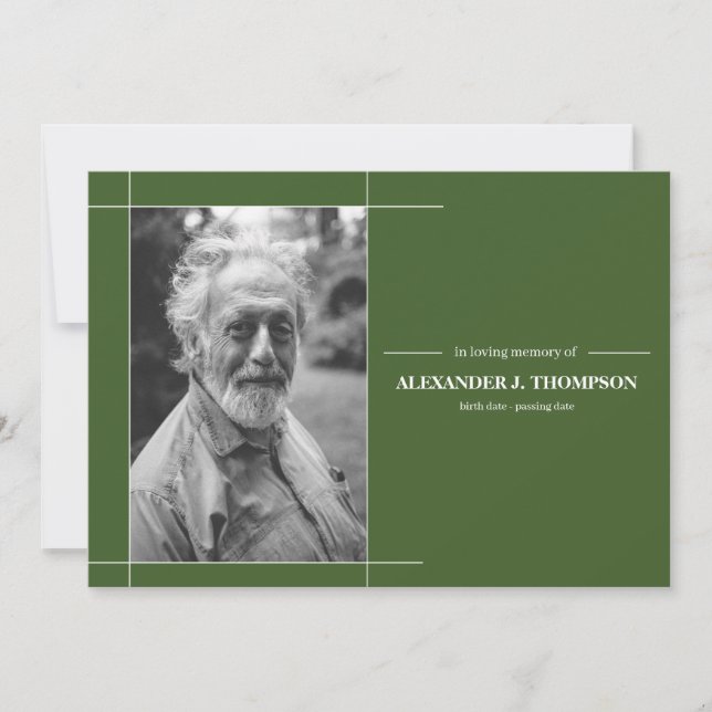 Modern Evergreen & White In Loving Memory Funeral Thank You Card (Front)