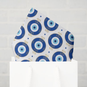 Modern Evil Eye Pattern Blue & Gold Protection Tissue Paper