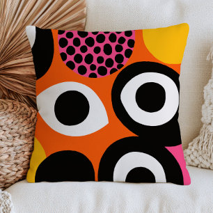 Modern Evil Eyes Burnt Orange Maximalist Funky Cushion