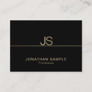 Modern Excellent Monogram Elegant Black Gold Luxe Business Card