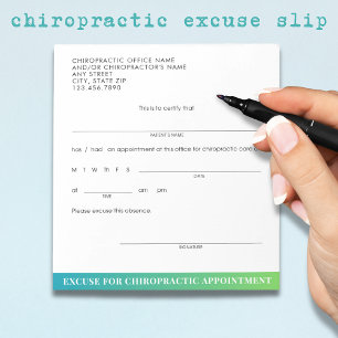 Modern Excuse Slip Chiropractic Appointment Notepad