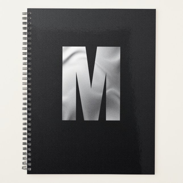 Modern Executive Monogram | Bold Silver Foil Planner (Front)