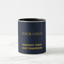 Modern Executive Navy Blue & Gold Corporate Mug