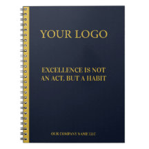 Modern Executive Navy Blue & Gold Corporate Notebo