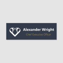 Modern Executive Navy Gold Magnetic Employee Name