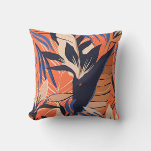 Modern exotic jungle plants illustration pattern.  cushion