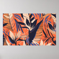 Modern exotic jungle plants illustration pattern.