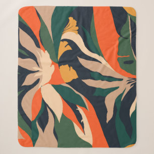 Modern exotic jungle plants illustration pattern. sherpa blanket