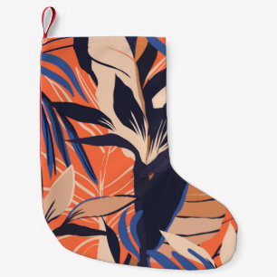Modern exotic jungle plants illustration pattern.  small christmas stocking
