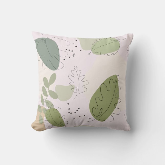 Modern Exotic Leaves Pattern Cushion (Front)